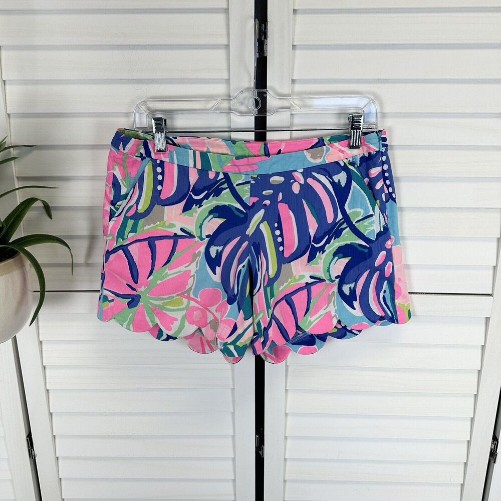 Lilly Pulitzer Magnolia Shorts Exotic Garden Bright Tropical Scalloped‎ Size 4